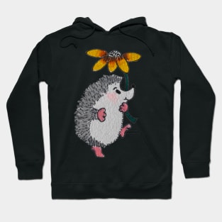 Cartoon hedgehog with flower Hoodie